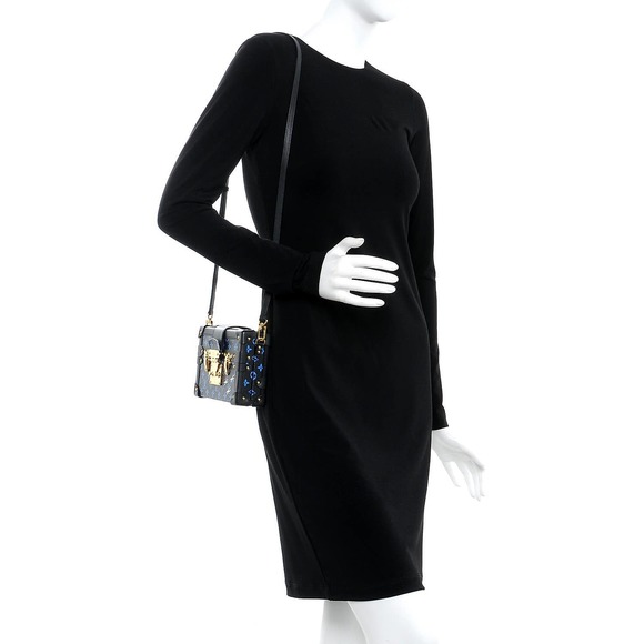 Louis Vuitton Petite Malle Trunk Crossbody shoulder bag Blue/Black Monogram LV - Picture 2 of 15